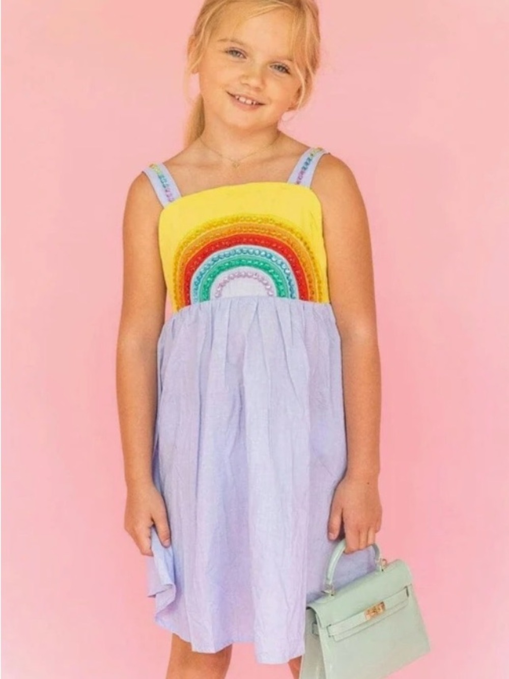 Lola + The Boys Yellow Crystal Rainbow Dress🩷🩷🩷
